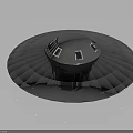 Disc Shaped Metallic Spacecraft With Central Dome And Observation Windows For Cosmic Exploration