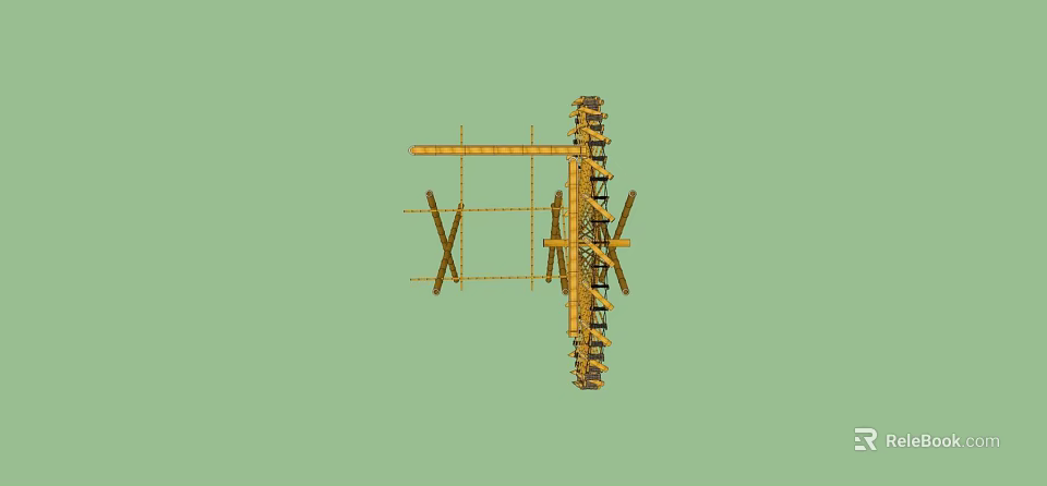 Wooden Garden Decorative Structure With Tiered Shelves And Cross Frame Design 3d model 