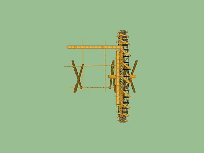 Wooden Garden Decorative Structure With Tiered Shelves And Cross Frame Design 3d model