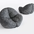 Two Gray Soft Textured Bean Bag Chairs For Comfortable Living Room Seating 3d model