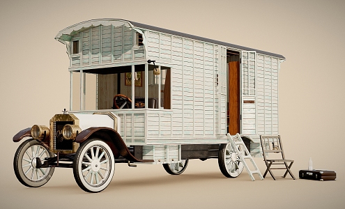 Carriage Vintage Carriage Station Wagon Camper Car Camp Car Sedan 3d model