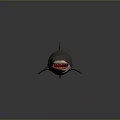 3D Shark Model With Open Mouth Red Teeth On Gray Background 3d model