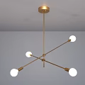 Modern Golden Chandelier With Branching Arms And Spherical White Bulbs For Contemporary Spaces