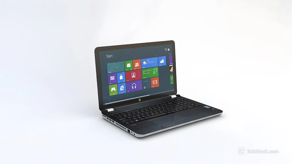 HP Laptop Open Design With Windows Interface And Colorful Icons 3d model