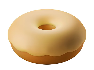 Delicious Round Donut With Golden Glaze And Classic Hole For Sweet Treat 3d model