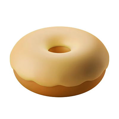 Delicious Round Donut With Golden Glaze And Classic Hole For Sweet Treat 3d model