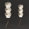 Elegant Modern Layered Ruffled Floor Lamps Featuring Golden Tripod Base Design 3d model