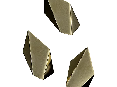 Gold Geometric Metallic Wall Decor Pieces For Modern Home Interior 3d model