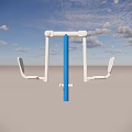 Outdoor Physical Fitness Equipment With Double Parallel Bars Blue Pole And White Seats