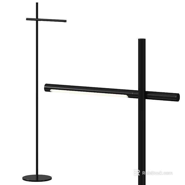 Modern Black Floor Lamp With Adjustable Arm And Warm Light Design 3d model