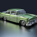 Green Classic Vintage Sedan Car With Retro Design And Shiny Exterior