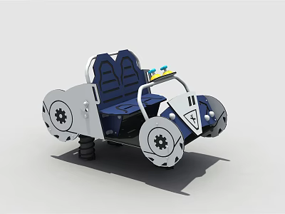 Kids Play Equipment Ride On Car With Blue Seats Gear Wheels And Two Seats 3d model