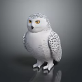 Realistic Snowy Owl Animal Painting With White Feathers Black Spots And Yellow Eyes