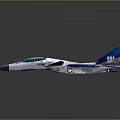 Blue And White Fighter Jet Model With Detailed Aerodynamic Design Features