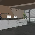 Modern Company Reception Area Bar Reception Desk 3d model