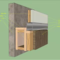 Building Component Cross Section With Wooden Metal Concrete Layers And Structure 3d model