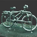 Snow Covered Bicycle Locked to Bike Rack on Snowy Ground