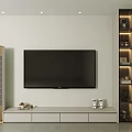 Modern Minimalist Light Grey TV Cabinet With LED Lit Side Display Unit For Living Room