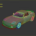 White Sports Car With Green Accents Sleek Design And Alloy Wheels