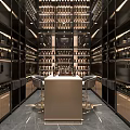 Luxurious Wine Cellar Interior Design With Wine Racks Wine Bottles And Bar Counter Lighting