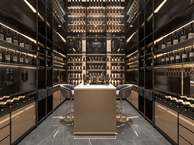 Light Luxury Wine Cellar Wine Tasting Room Wine Cellar Basement Water Bar Area Wine Cabinet Leisure Table and Chair Wine Display Cabinet Wine Tasting Leisure Room 3d model