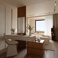 Modern Minimalist Bedroom Interior With Bed Bench Decorative Painting Rug And Natural Light