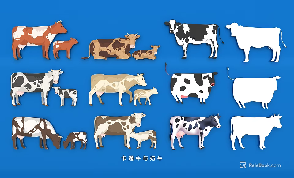 Vibrant Colorful Playful Cartoon Cow Dairy Cow Illustrative Wall Decor 3d model 