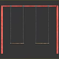 Red Arched Frame Swing Set with Two Wooden Seats for Outdoor Playground Equipment