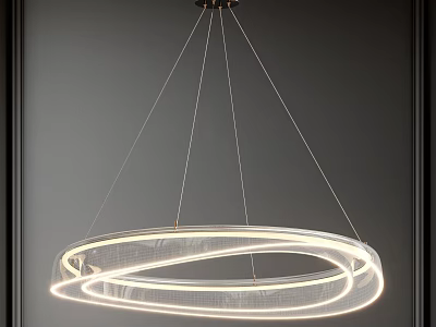 Modern Double Circular Ring Pendant Light With White Illumination And Minimalist Hanging Design 3d model