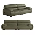 Modern Olive Green Leather Two-Seater Sofa with Comfortable Armrest and Backrest 3d model