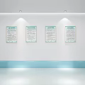 Four Blue Bordered Information Boards With Text Content On White Wall