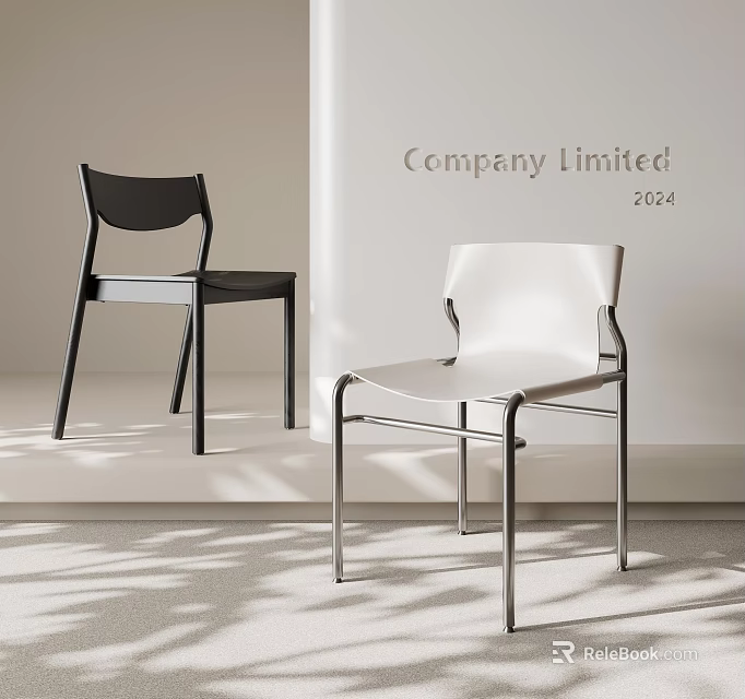 Modern Black And White Dining Chairs With Metal Frame And Stylish Design 3d model 