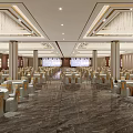 Elegant Luxury Hotel Banquet Hall With Polished Marble Floor LED Stage And Round Dining Tables