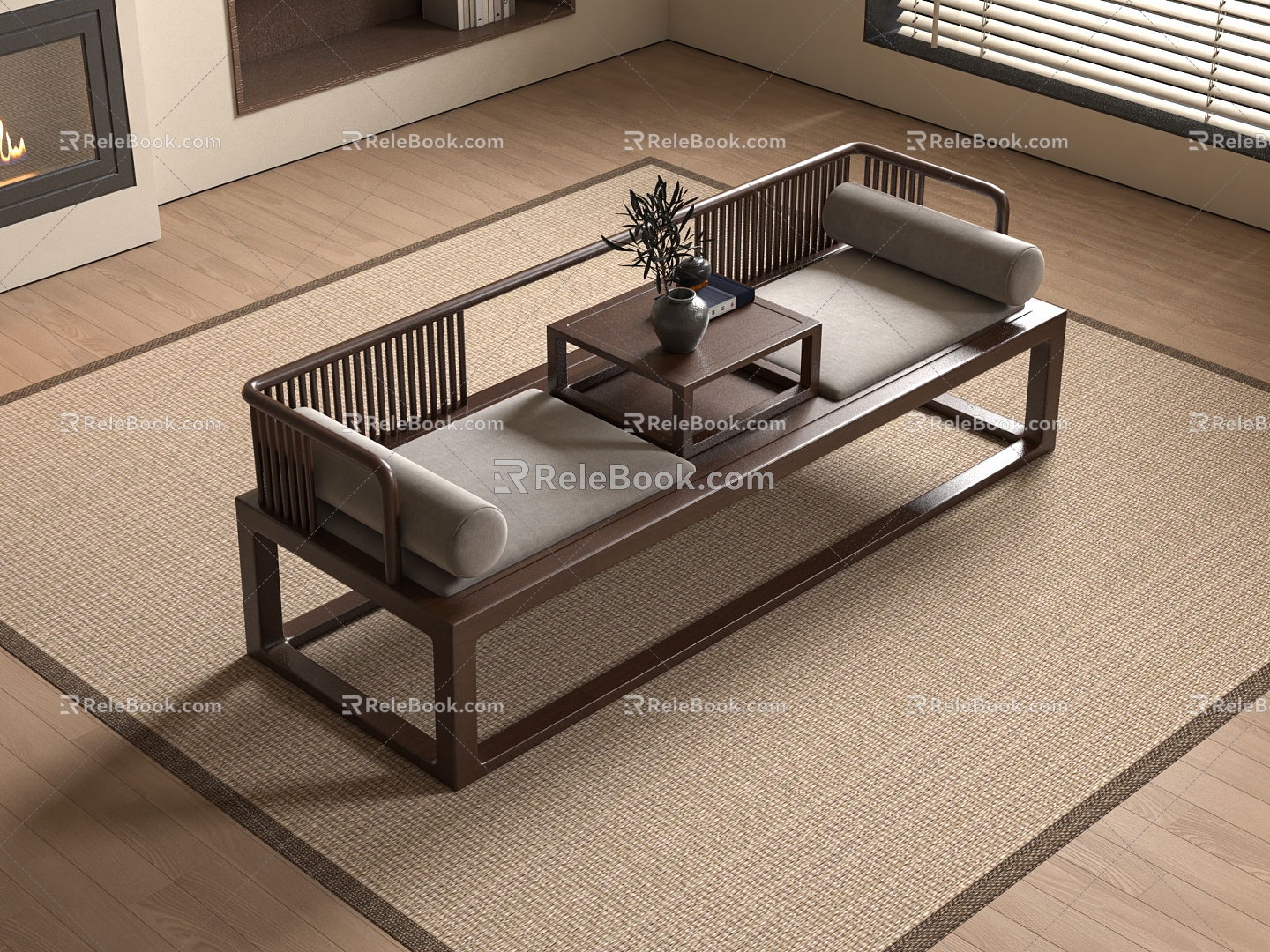 New Chinese-style Lohan Bed 3d model