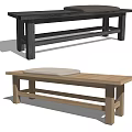 Silent Wind Bench Bed End Stool Log Table Wood Low Table 3d model