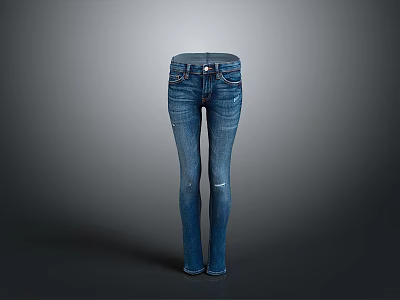 Jeans Dark Jeans Slim-fit Jeans Knee Ripped Jeans Front Pocket Jeans Metal Button Jeans Clothes Realistic 3d model