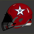 Red Protective Helmet With Black Face Mask And HEADGEAR Label Design Equipment