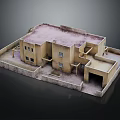 Traditional Earth-Toned Residential Building With Walled Compound Flat Roof Windows And Doorways