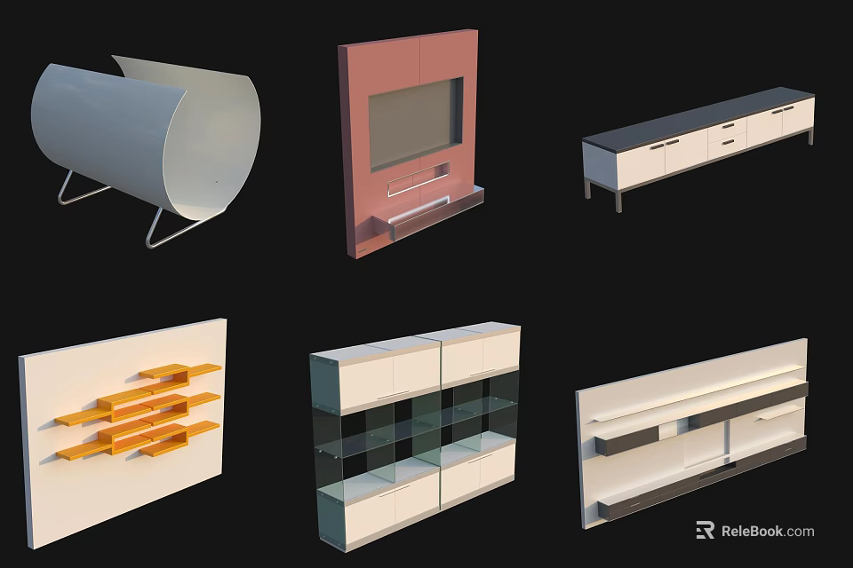 Modern Functional Storage Shelving Units With Various Stylish Designs For Home Organization 3d model