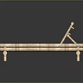 Natural Bamboo Chaise Lounge With Reclining Backrest Slatted Design And Outdoor Use