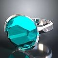 Beautiful Silver Ring With Large Blue Faceted Gemstone And Shiny Band