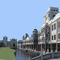 Ancient Architecture Complex With Riverfront Traditional Buildings And Scenic Green Spaces