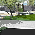 Serene Garden Landscape Design With Central Water Pool Lush Trees And Stone Pathway