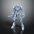 Intelligent Robot With Silver Mechanical Structure Standing Pose Weapon And Dark Surface Reflection 3d model