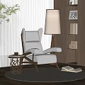 Modern Gray Single Sofa with Small Side Table Floor Lamp and Window Blinds