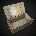 Open Vintage Wooden Crate With Metal Clasps And Printed Text On Surface