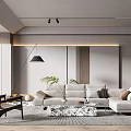 Modern Living Room Interior Design With Sectional Sofa Coffee Table And Floor Lamp