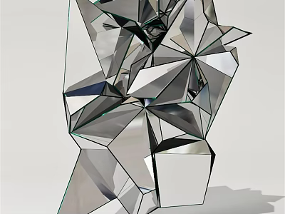 Modern Abstract Decorative Ornament Set With Geometric Polyhedral Mirror Finish For Contemporary Home Decor 3d model