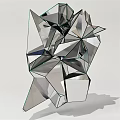 Modern Abstract Decorative Ornament Set With Geometric Polyhedral Mirror Finish For Contemporary Home Decor