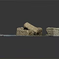 3D Model Of Terrain With Stone Structures And Textured Ground